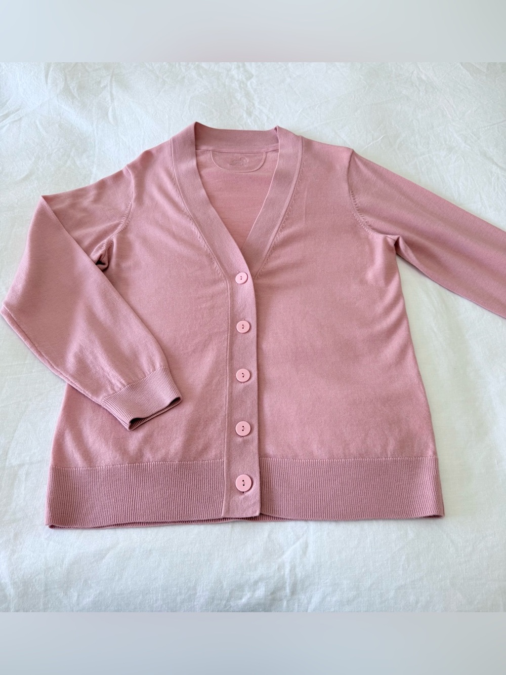 WOOLX | Women’s Small | Pink Gia All Season Button Up Cardigan Sweater Minimal